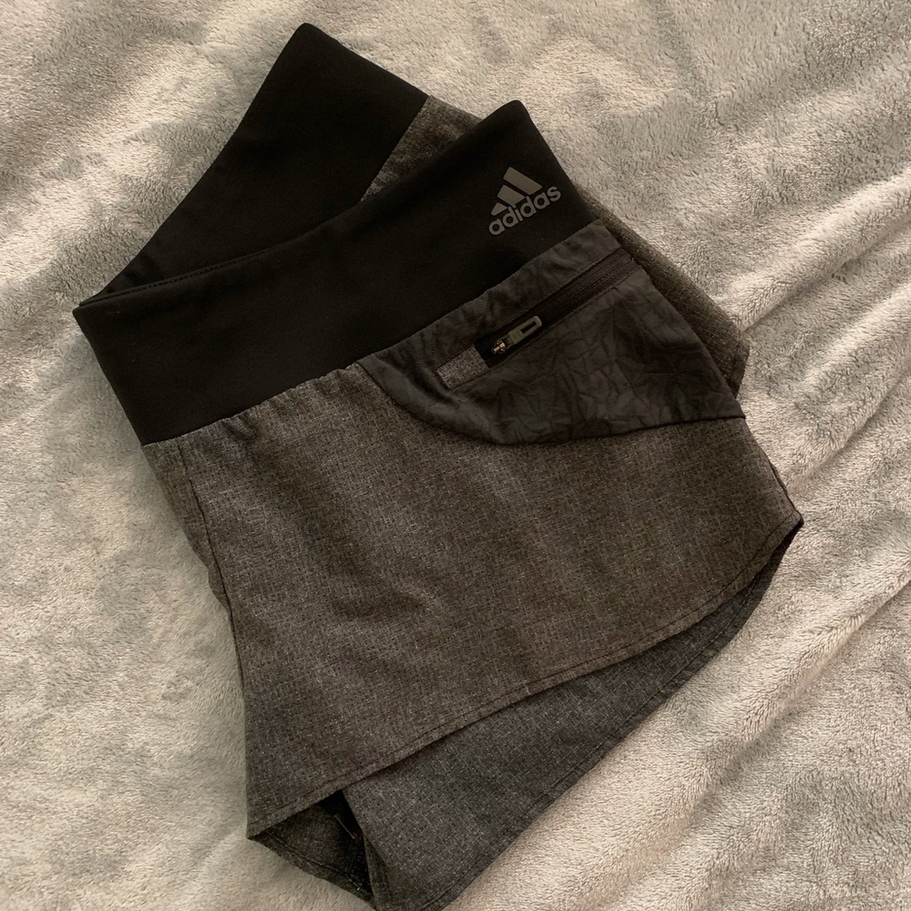Adidas Running Shorts. Size M. Black And Grey. With inner liner.